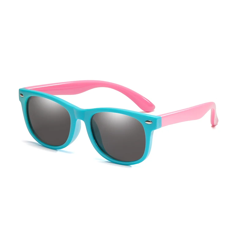 Light Blue Pink Гибкие поляризованные детские солнцезащитные очки, детские черные солнцезащитные очки для маленьких девочек и мальчиков, солнцезащитные очки, 1,5-11 лет, детские очки - Цвет линз: Light Blue Pink