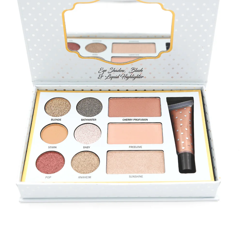 9 цветов Тени для век Палитра Профессиональный 1 Набор тени + румяна жидкая