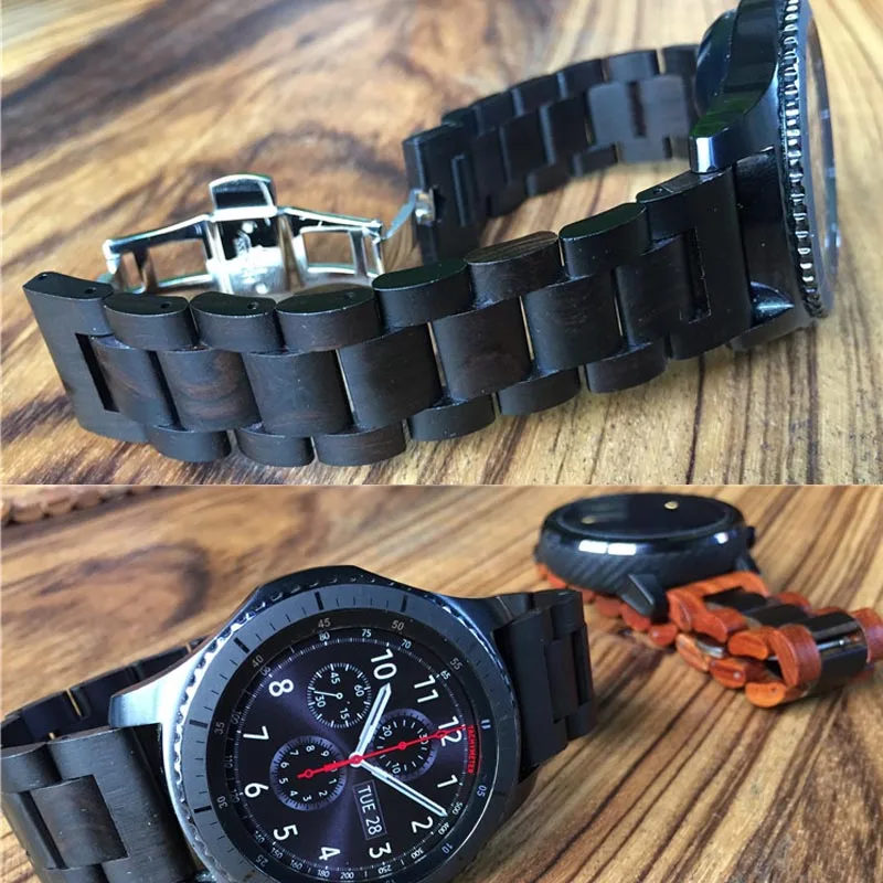 Для Xiaomi Huami Amazfit GTS GTR 42 мм 47 мм Bip Pace Stratos 2 для samsung gear S2 S3 S4 Galaxy 46 мм деревянный ремешок для часов