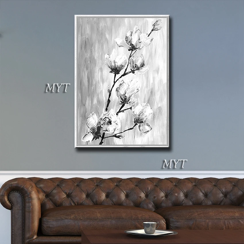 Hand-painted Abstract oil painting on Canvas wall art picture black and white orchids flower for living room Home decor unframed | Дом и сад