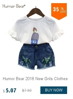 Humor Bear/детская одежда; коллекция года; Летние Повседневные детские комплекты для девочек; синяя футболка с цветами+ штаны; Детские комплекты