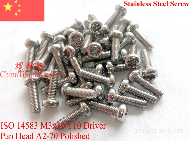 ISO 14583 Нержавеющая сталь M3 винты M3x4 M3x5 M3x6 M3x8 M3x10 T10 драйвер полукруглой потайной