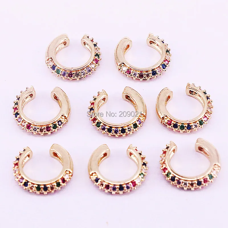 8 пар сверкающие каффы с фианитами одиночные радужным кубическим цирконием