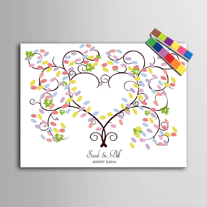 DIY отпечатки пальцев дерево подпись холст живопись любовь Виноградная лоза