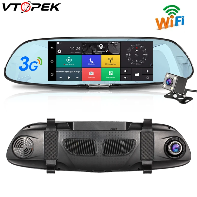 Vtopek Dash camera 7 ''зеркальная камера автомобильный рекордер Android 3g сеть wifi Full HD