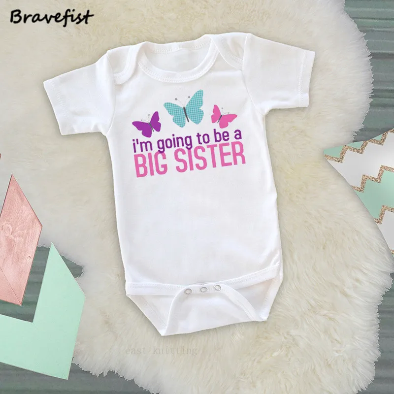 Летняя одежда для новорожденных боди Прекрасных Бабочек Big Sister (старшая сестра)