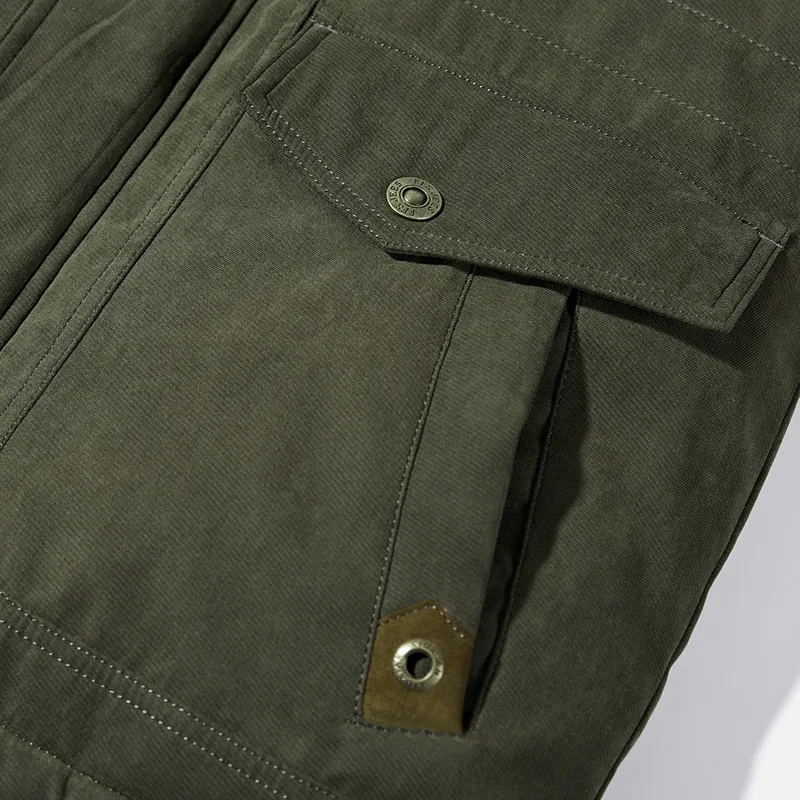 Куртка мужская с капюшоном SRTM теплая плотная повседневная цвета хаки на зиму 2019