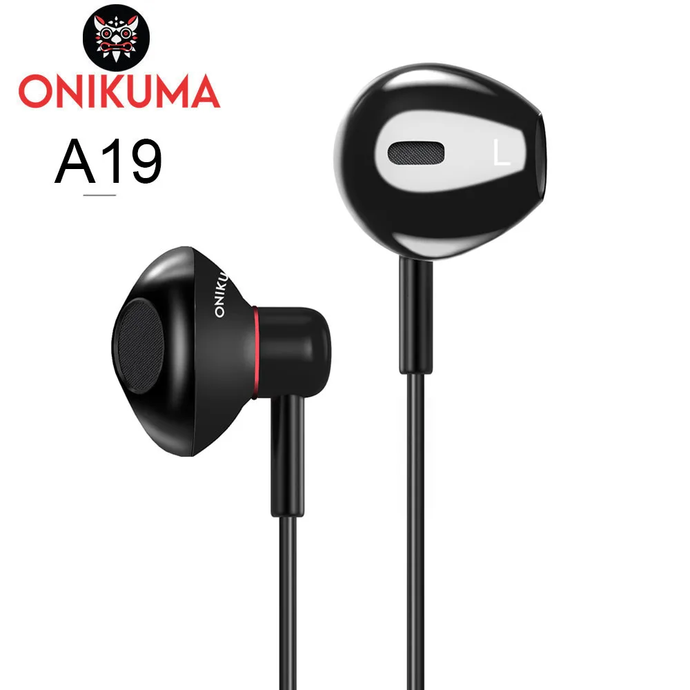 ONIKUMA A19, музыкальные наушники, проводные, 3,5 мм, тяжелый бас звук, наушники-вкладыши, гарнитура с микрофоном для iPhone, samsung, сотового телефона, Mp3