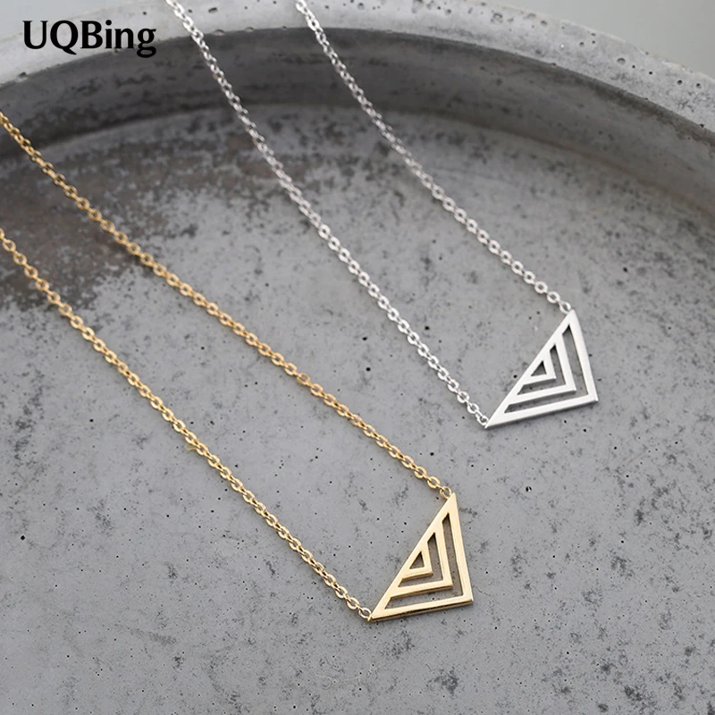 

Drop Shipping 925 Sterling Silver Necklaces Simple Hollow Triangle Necklaces&Pendant Jewelry Collar Colar