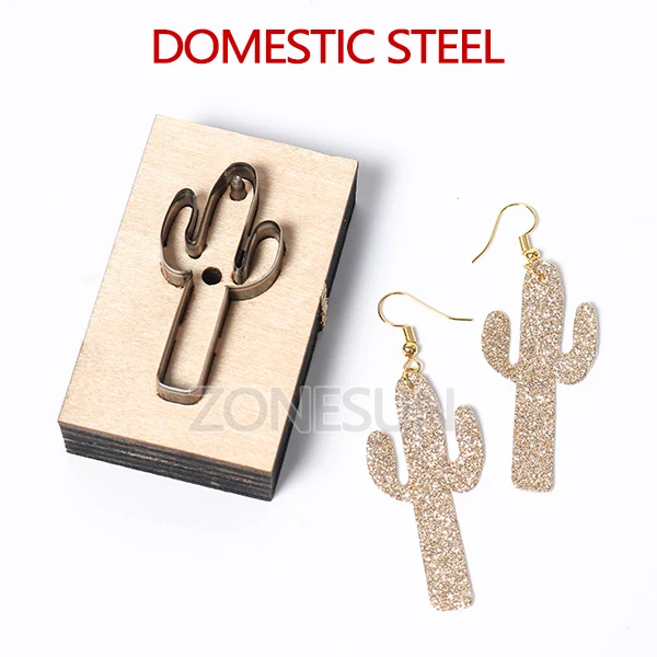 Domestic steel ZONESUN DIY Резак для кожаных сережек для резки кактус Кожаное украшение для сережек шаблон для высечки машина кликер - Цвет: Domestic steel