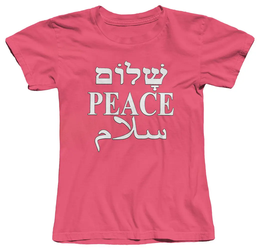 Женская футболка из мягкого хлопка с короткими рукавами и надписью PEACE RELIGION NO WAR
