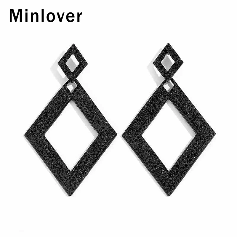 Женские Геометрические серьги Minlover большие серьги-капельки со стразами черного