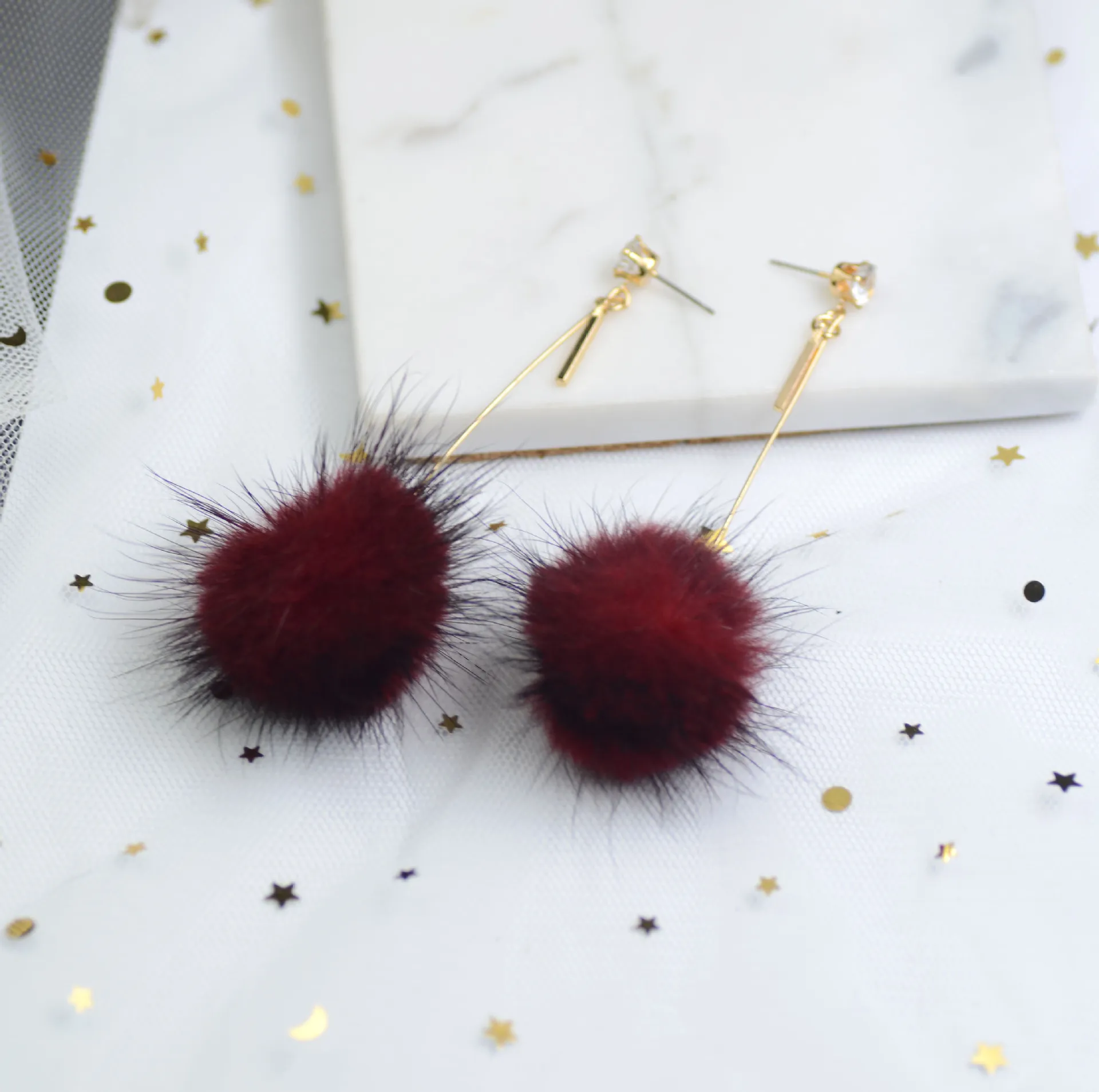 New Contracted Mink Series Female Cute Earrings Japan and South Korea Version of Sweet Temperament Stud Accessories | Украшения и