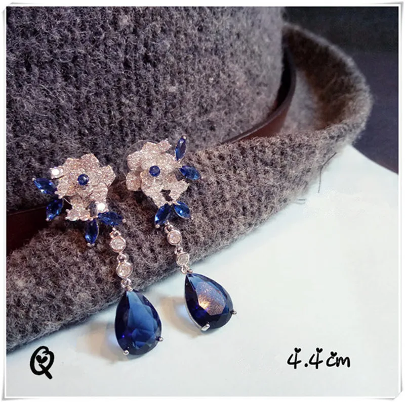 Серьги-капли для женщин, Серебро S925 пробы, хорошее ювелирное изделие, сапфировые серьги-капли, Свадебные Роскошные серьги