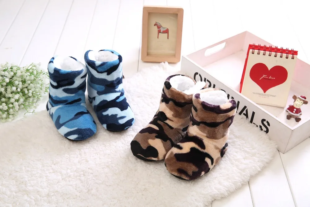 Детские камуфляжные домашние тапочки Мягкая подошва Домашняя обувь Зимняя