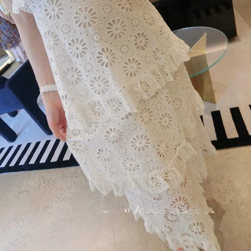 Высокое качество подиумные платья 2018 г. летние пикантные открытые белое