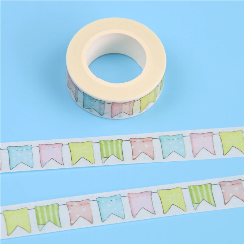 1 шт. упак. 15 мм * 10 м японская декоративная клейкая лента Washi с флагами для