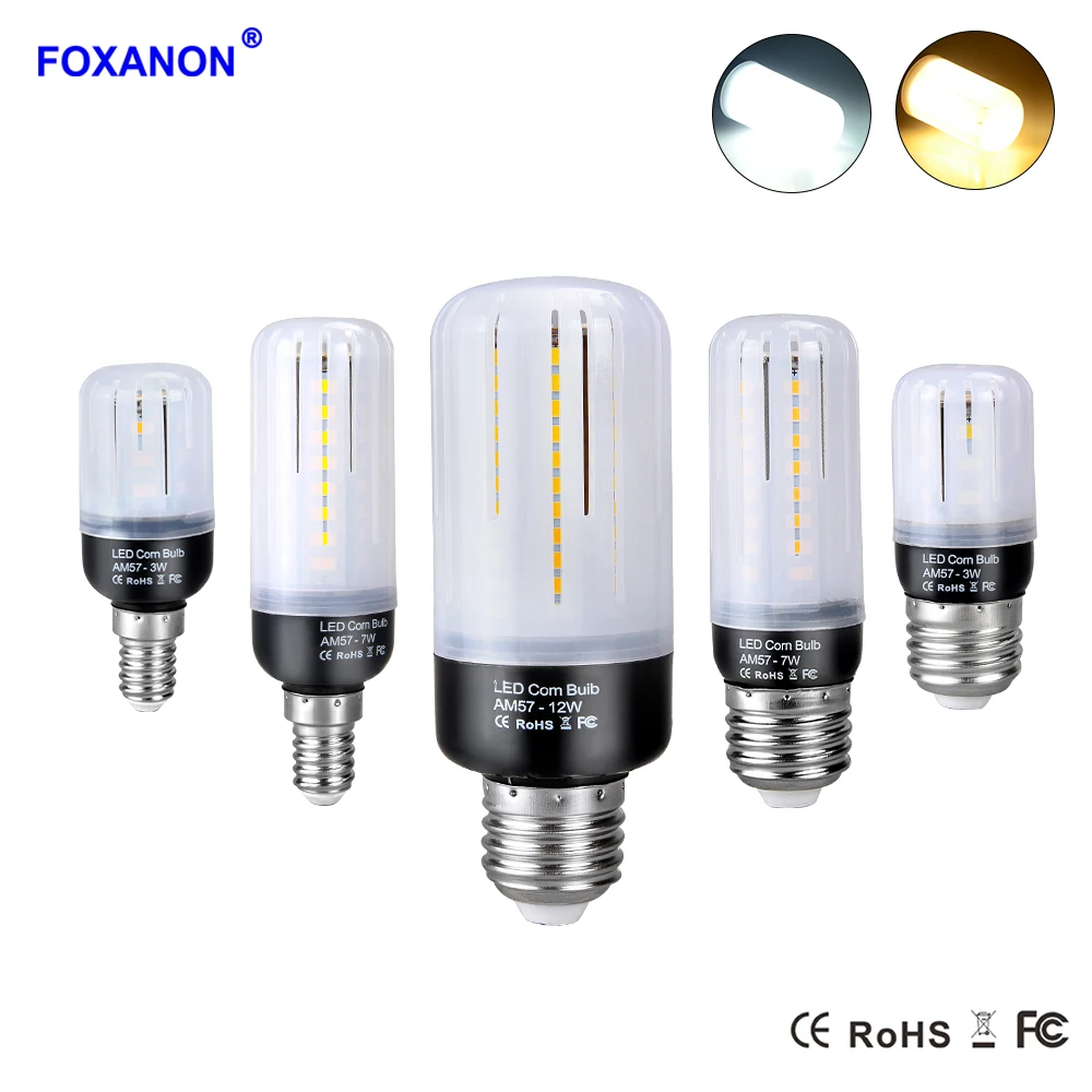 Светодиодная лампочсветильник Foxanon E27 3 Вт 5 7 9 12 светодиодная лампа E14 110 В