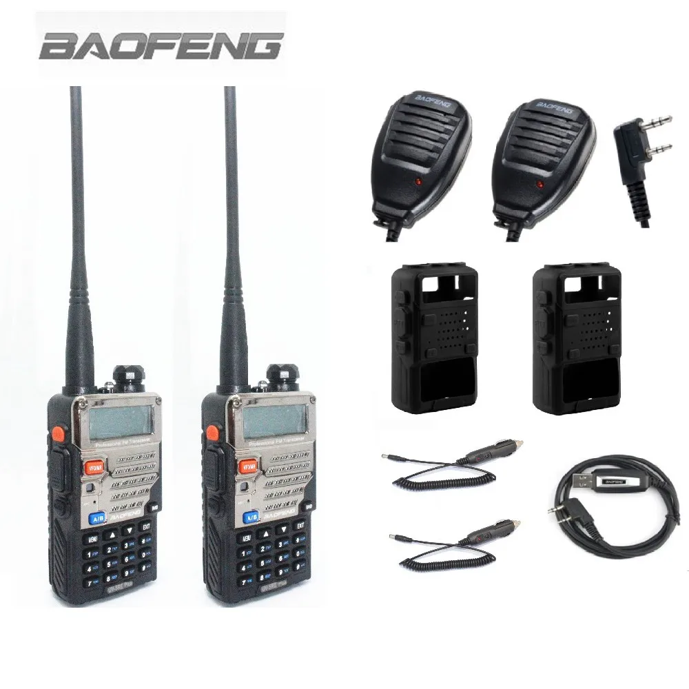 2 шт. BAOFENG UV 5RE + Plus Walkie Talkie двухстороннее радио динамика Mic 1 кабель для