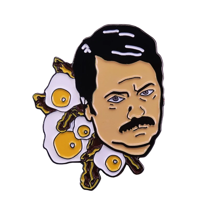 Рон Swanson бекон яйца отворот парки и отдыха Брошь Смешные ТВ шоу Искусство