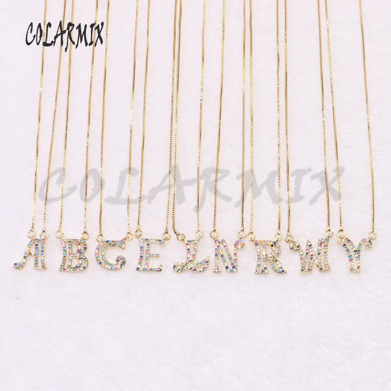 6 шт. Радужная цветная подвеска в виде Буквы Алфавита Ожерелье милые крошечные