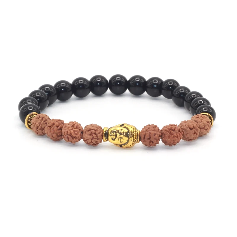 8 мм дерево Будды Бодхи Мала Йога Черный Оникс Камень натуральная рудракша