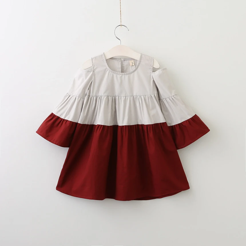 Детское многослойное платье принцессы в стиле пэчворк с открытыми плечами