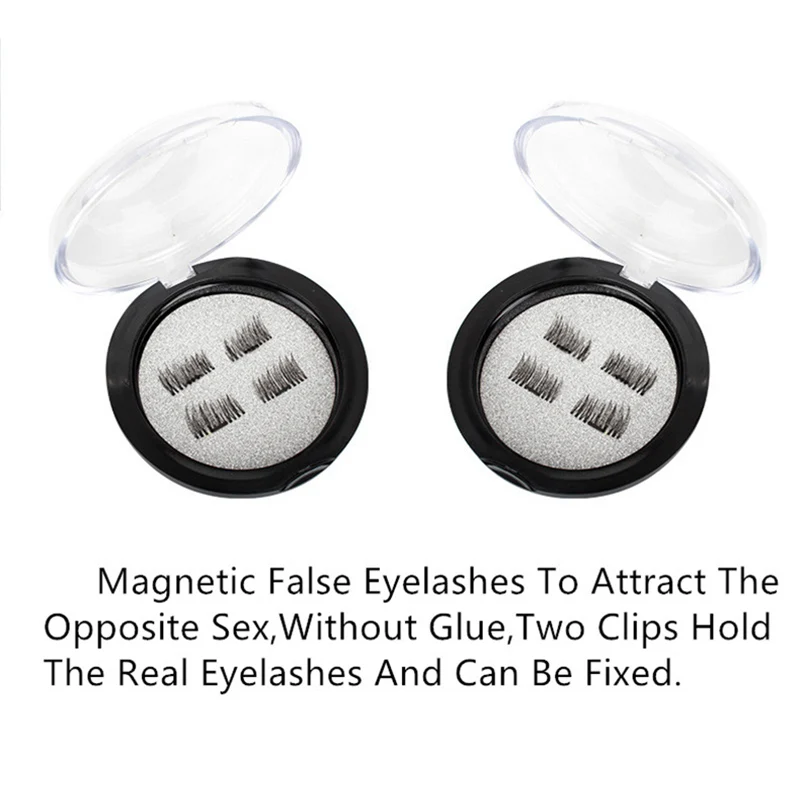 Накладные магнитные 3D три магнита складные ресницы 1 пара без клея натуральные