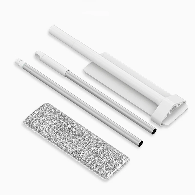 Белый Ручная стирка бесплатно Mop Refill прямоугольные плоские швабры вращающийся с алюминиевой ручкой для мытья пола артефакт бытовой очиститель пола - Цвет: Белый