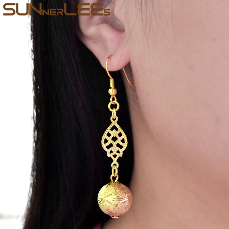 

SUNNERLEES Fashion Jewelry Gold-Color Drop Earrings Lucky Beads Dangles For Womens Girls Gift E10 Y
