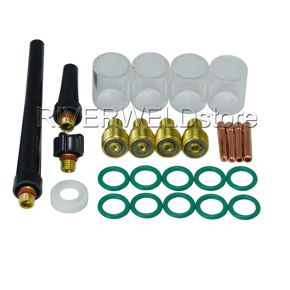 

TIG Kit Gas Lens Collet Body #10 Pyrex Cup Consumables For DB SR WP 9 20 25 TIG Welding Torch Welding Accessories , 26pcs/set