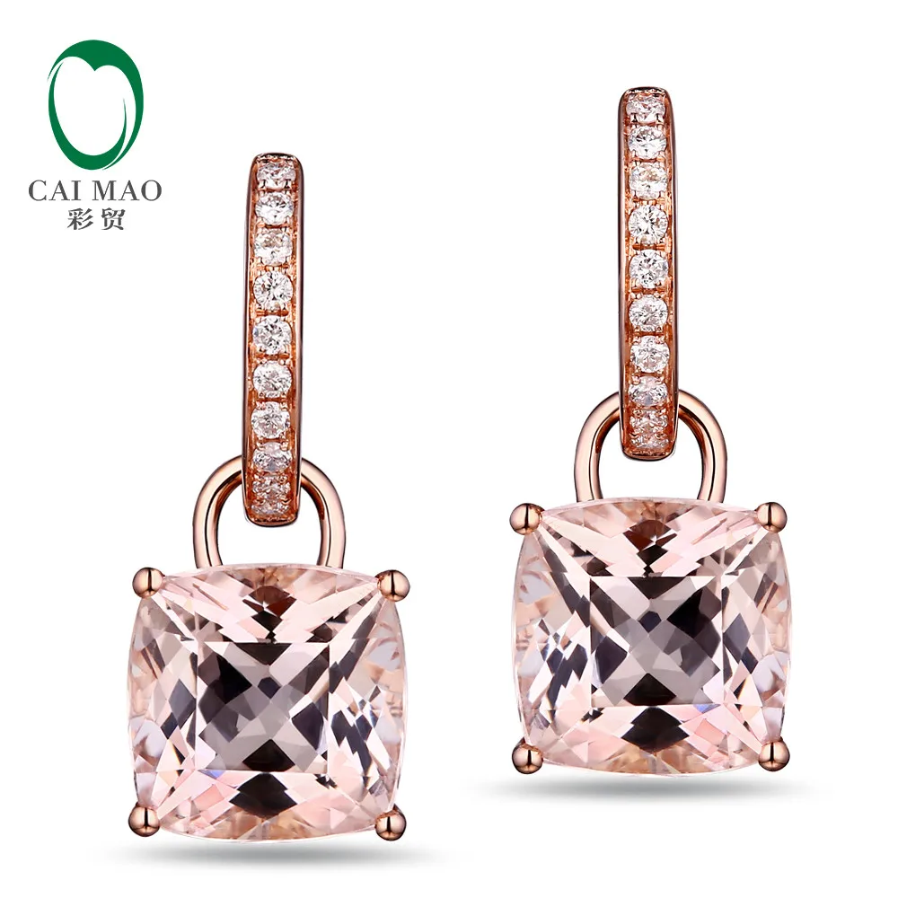 4.31ctw морганит Diamond Drop Длинные висячие серьги реального 18kt розовое золото новое поступление