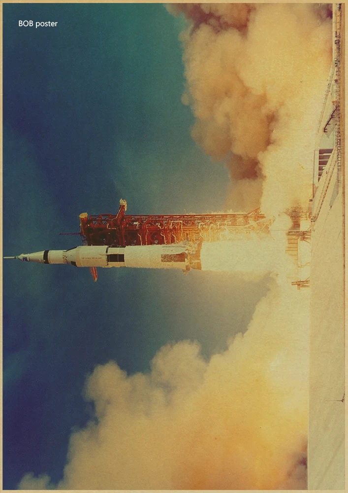 Аполлона 11 посадка на Луну в винтажном стиле ретро плакат крафт бумага дома