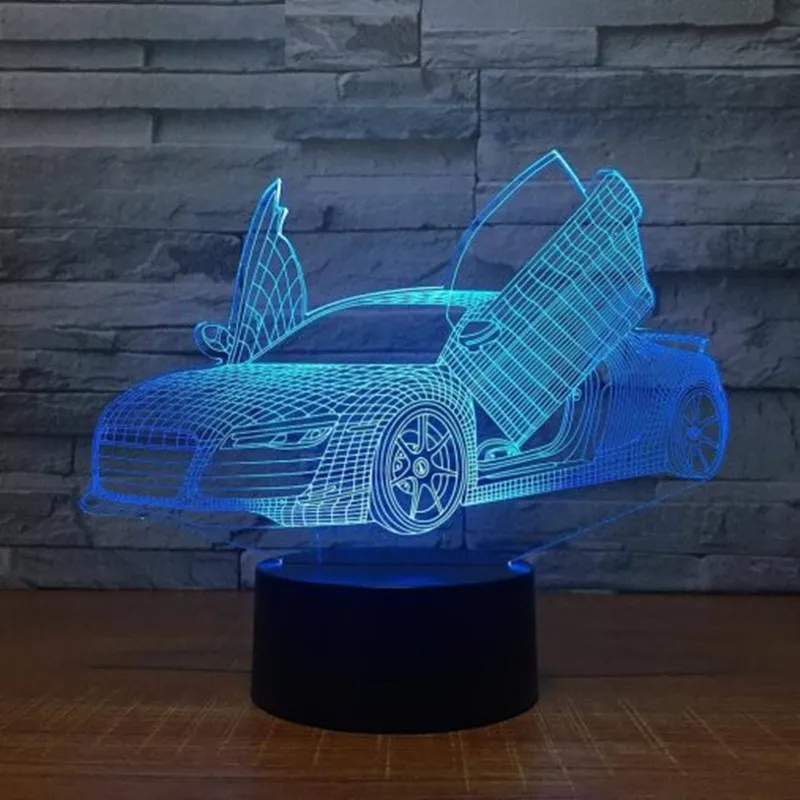 Супер гоночный автомобиль 7 цветов светодиодный ночник для детей сенсорный светодиодный Usb Настольный Lampara Lampe детский спальный ночник - Испускаемый цвет: 7 Colors Change