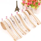 Джутовые рулоны из натуральной джутовой мешковины, 1 млот 25 мм, винтажная деревенская Свадьба Декоративные джутовые рулоны, товары для творчества, лента из мешковины с кружевом