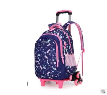 6 wheels blue Детский Школьный рюкзак с колесами, Детские рюкзаки на колесиках, Детская сумка на колесиках для девочек, дорожный Рюкзак-тележка сумка для детей - Цвет: 6 wheels blue