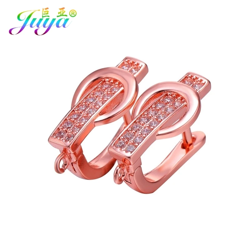 Rose Gold Juya, ручная работа, креативные Золотые/серебряные серьги, крючки, Застежка ручной работы, базовые серьги, застежки для женщин, модные серьги, сделай сам - Цвет: Rose Gold