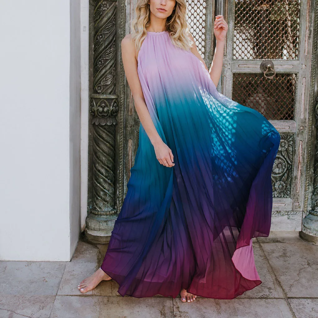 Женское пляжное платье с лямкой на шее шифоновое 2019|Комбинезоны| |