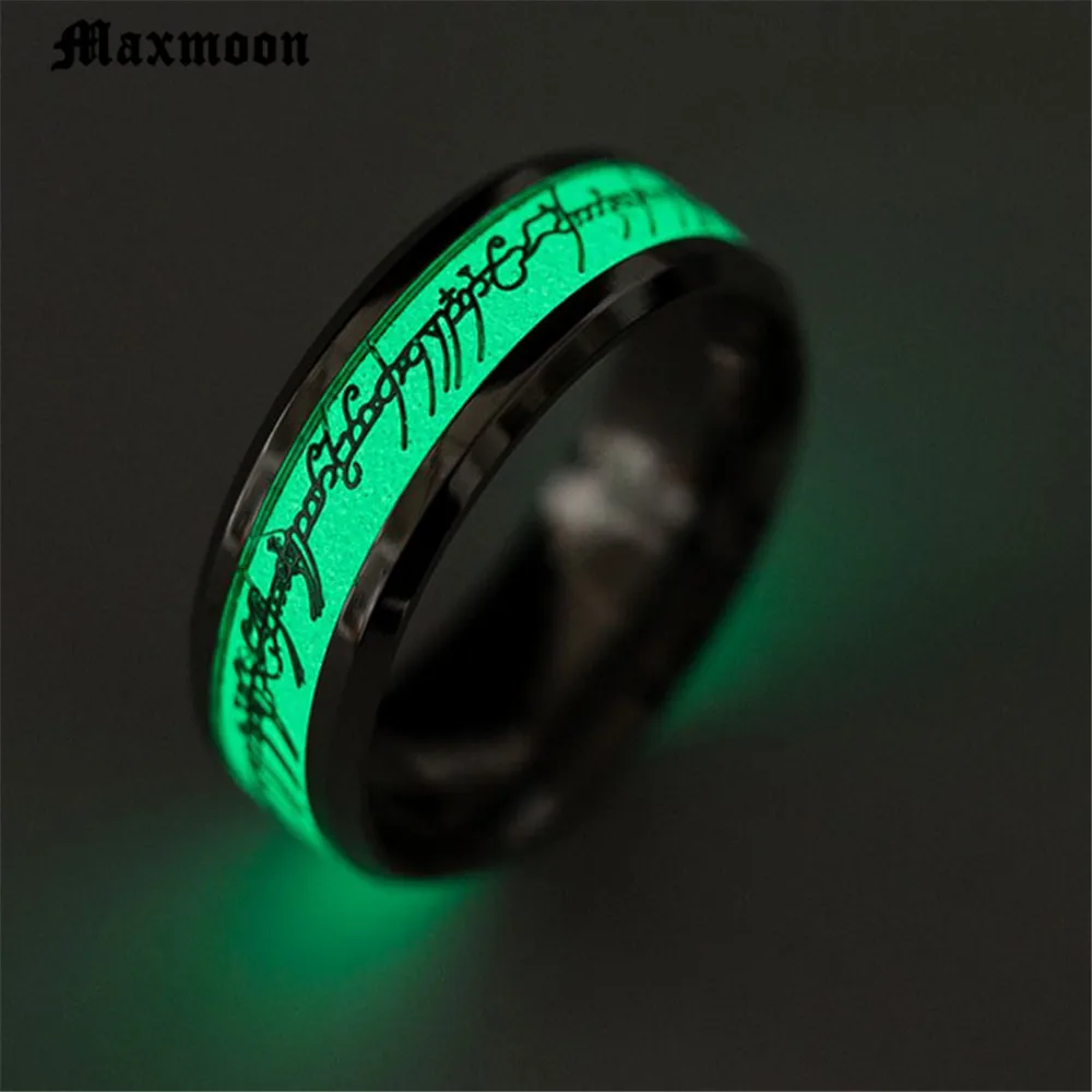Maxmoon светится в темноте Hobbit Властелин Кольца для мужчин Обручальное светящееся
