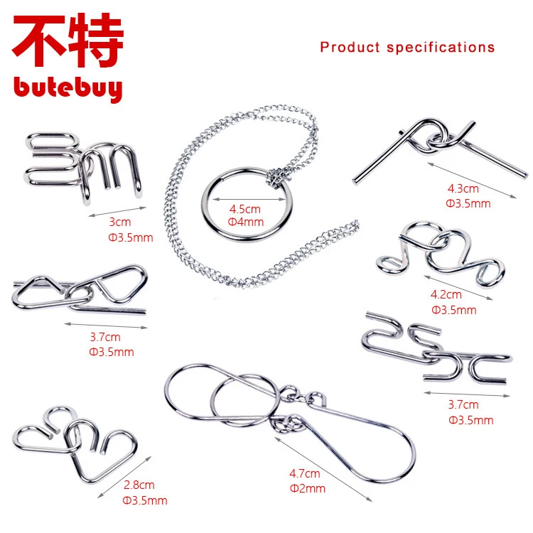 Butebuy 8 шт./компл. IQ металлическая головоломка ум магический провод Пазлы игровые