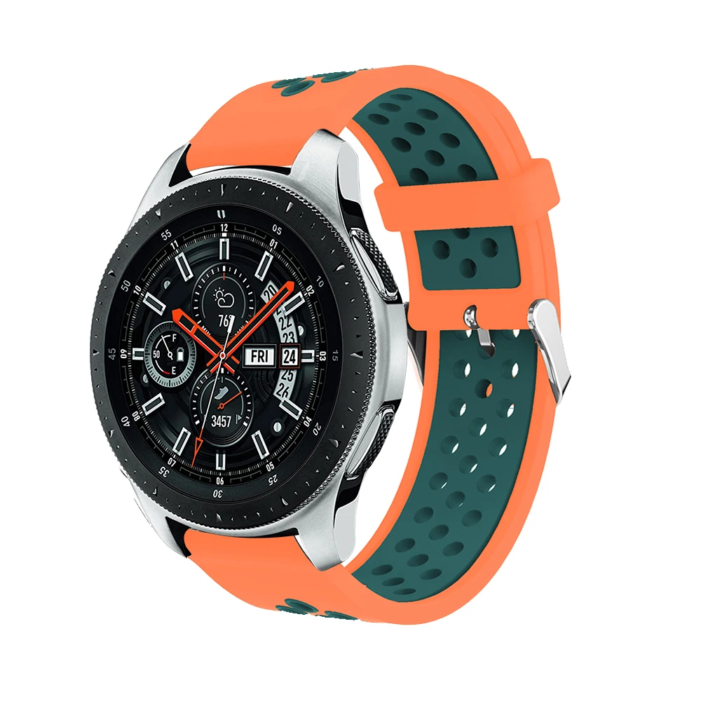 Силиконовый ремешок 22 мм для samsung Galaxy Watch, Классические Смарт-часы 46 мм, несколько вентиляционных отверстий, двухцветные резиновые Ремешки для наручных часов