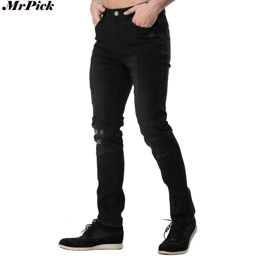 2017 мужские джинсы модные узкие мотоциклетные Racer Hiphop для мужчин хлопковые