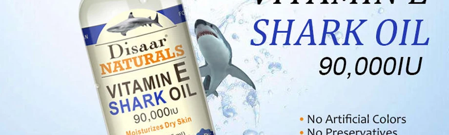 Disaar Naturals Витамин Е масло акулы 90000 IU увлажняет сухую кожу Отбеливание, увлажнение, против морщин и подтягивание кожи 75 мл