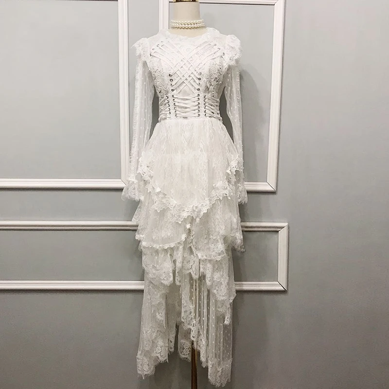 Высокое качество новинка 2018 стильное подиумное платье женское длинный рукав