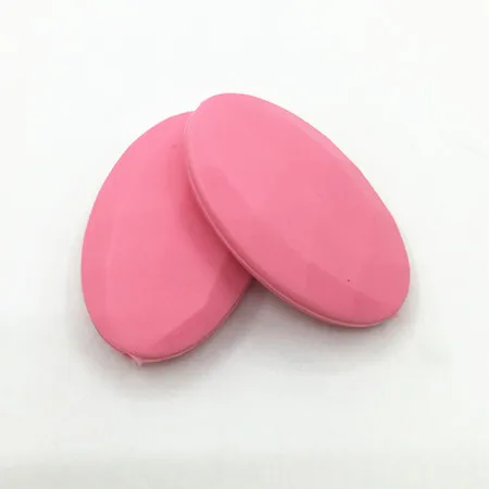 pink Без БФА, силиконовый плоские овальные бусины- силиконовая Подвеска для прорезывания зубов ожерелья Силиконовые Детские Жевательные свободные бусины - Цвет: pink