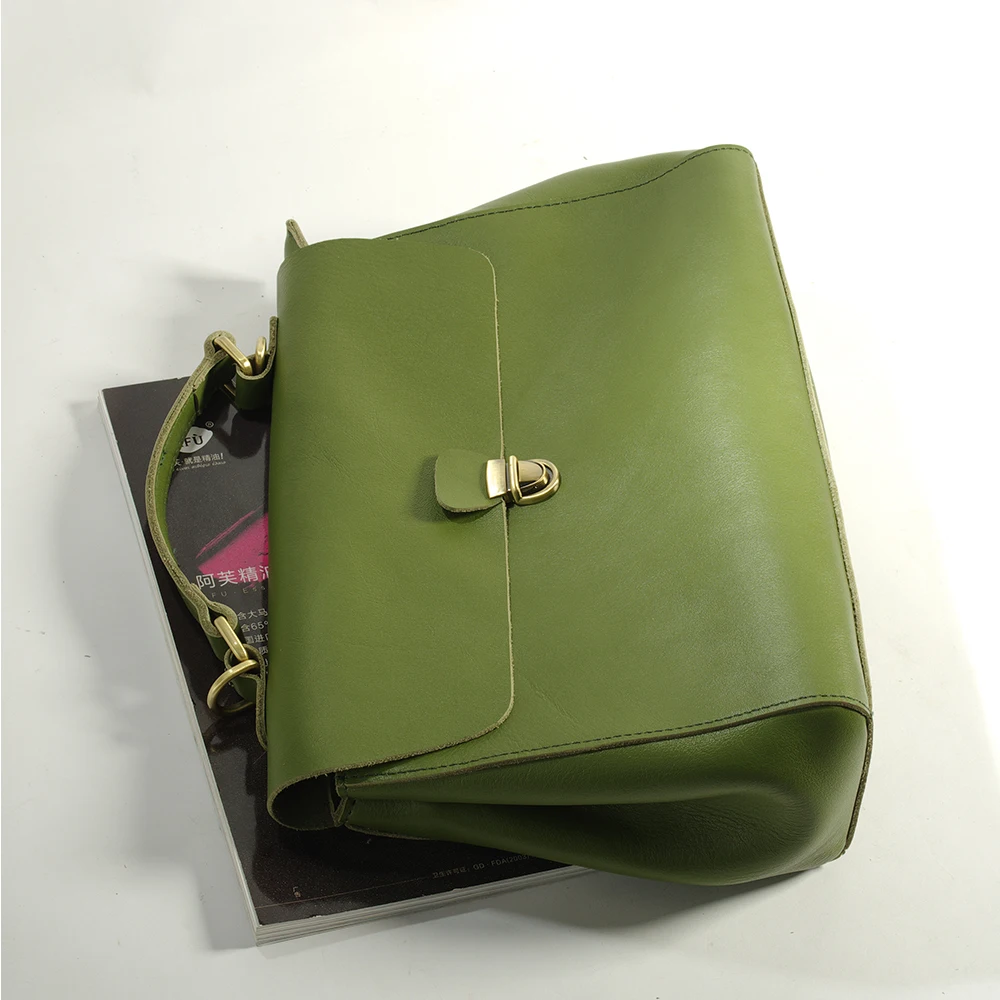 

Women Shoulder Bags 2018 Vintage Lady Handbags Leather Large Tote Bag Casual Genuine Leather Briefcase Large Messenger Green