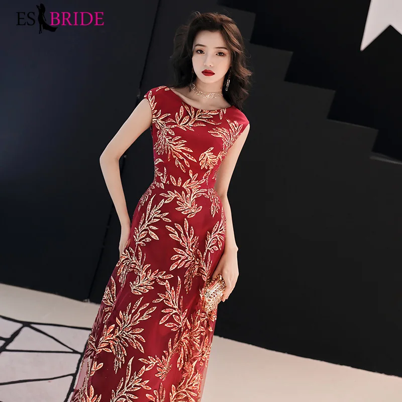 Fashion Prom Dresses Red Formal Evening Dress Gold Printing Party for Women Elegant 2019 Vestidos ES1561 | Свадьбы и торжества