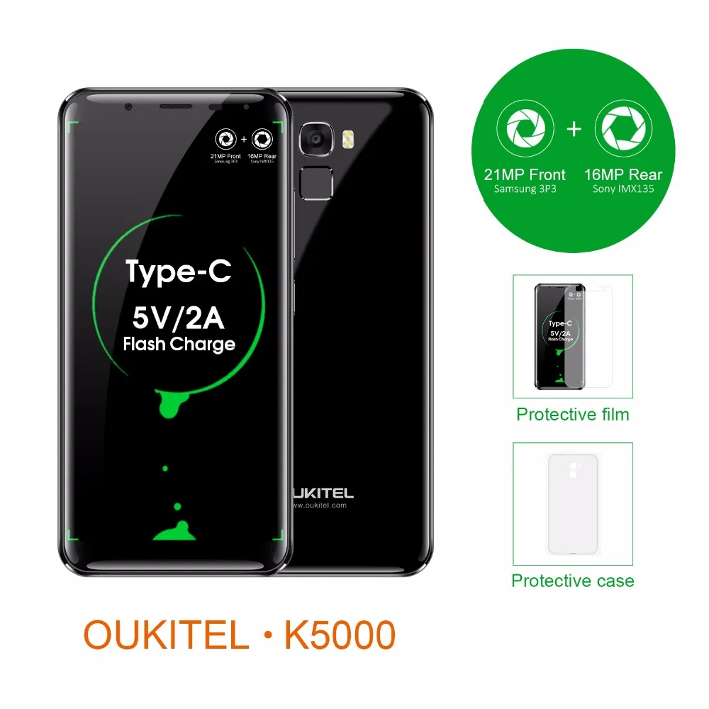 Oukitel K5000 5 7 "HD + 18:9 Дисплей mtk6750 восемь ядер мобильного телефона Android 0 4G B
