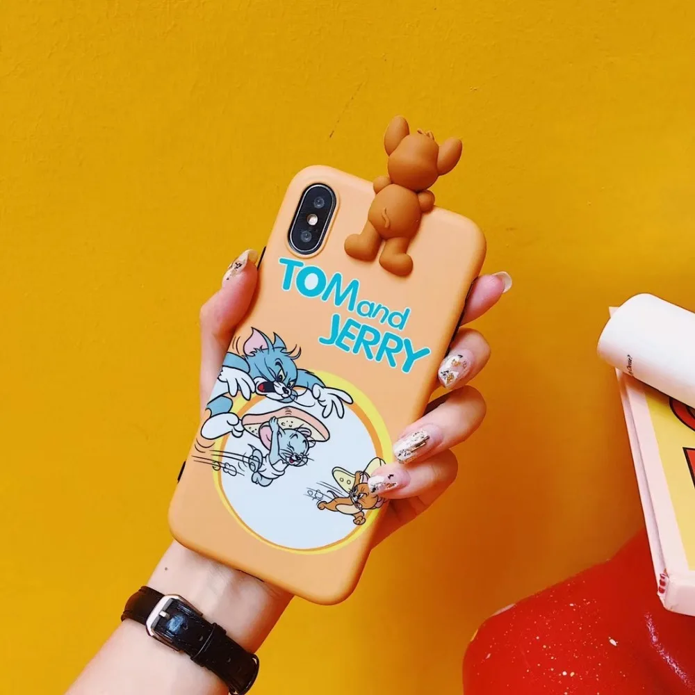 Latest American Animation 3D Tom Jerry High Quality Silicone Soft Couple cover case for iphone 6 7 7plus 8 8plus X phone cases