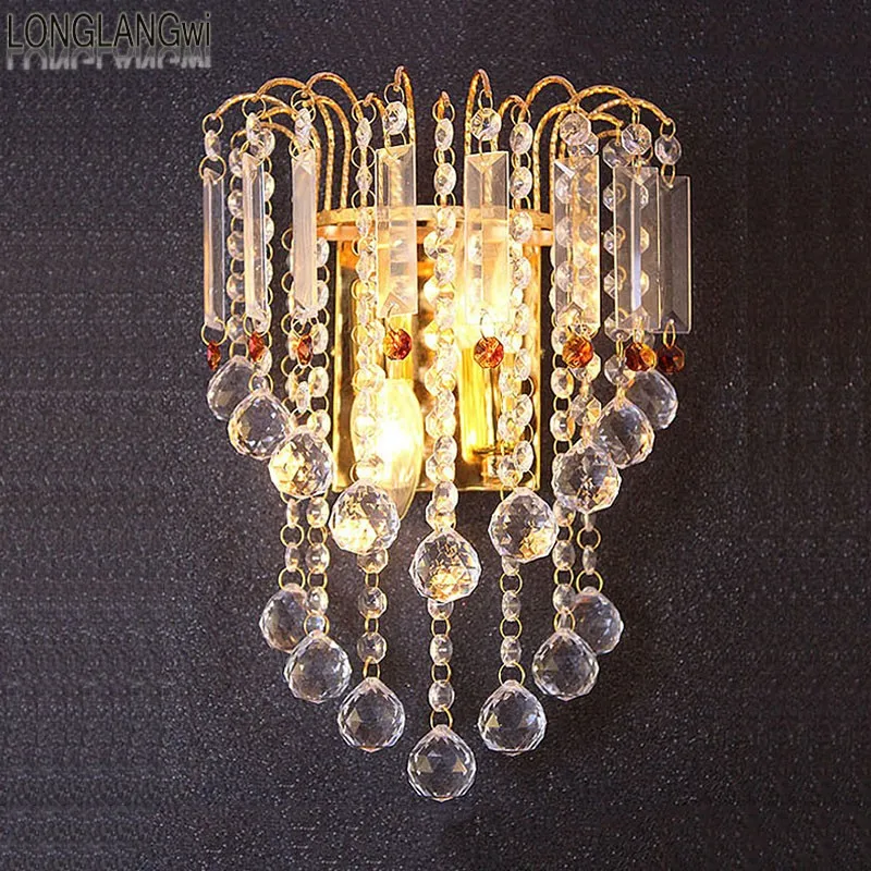 

Classic K9 Crystal wall light Bedside Silver Gold ball crystal Wall Lamps crystal wall sconce